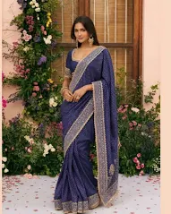 Pankhuri Banarasi Navy Saree