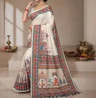 Printed Tussar Sarees With Blouse Piece